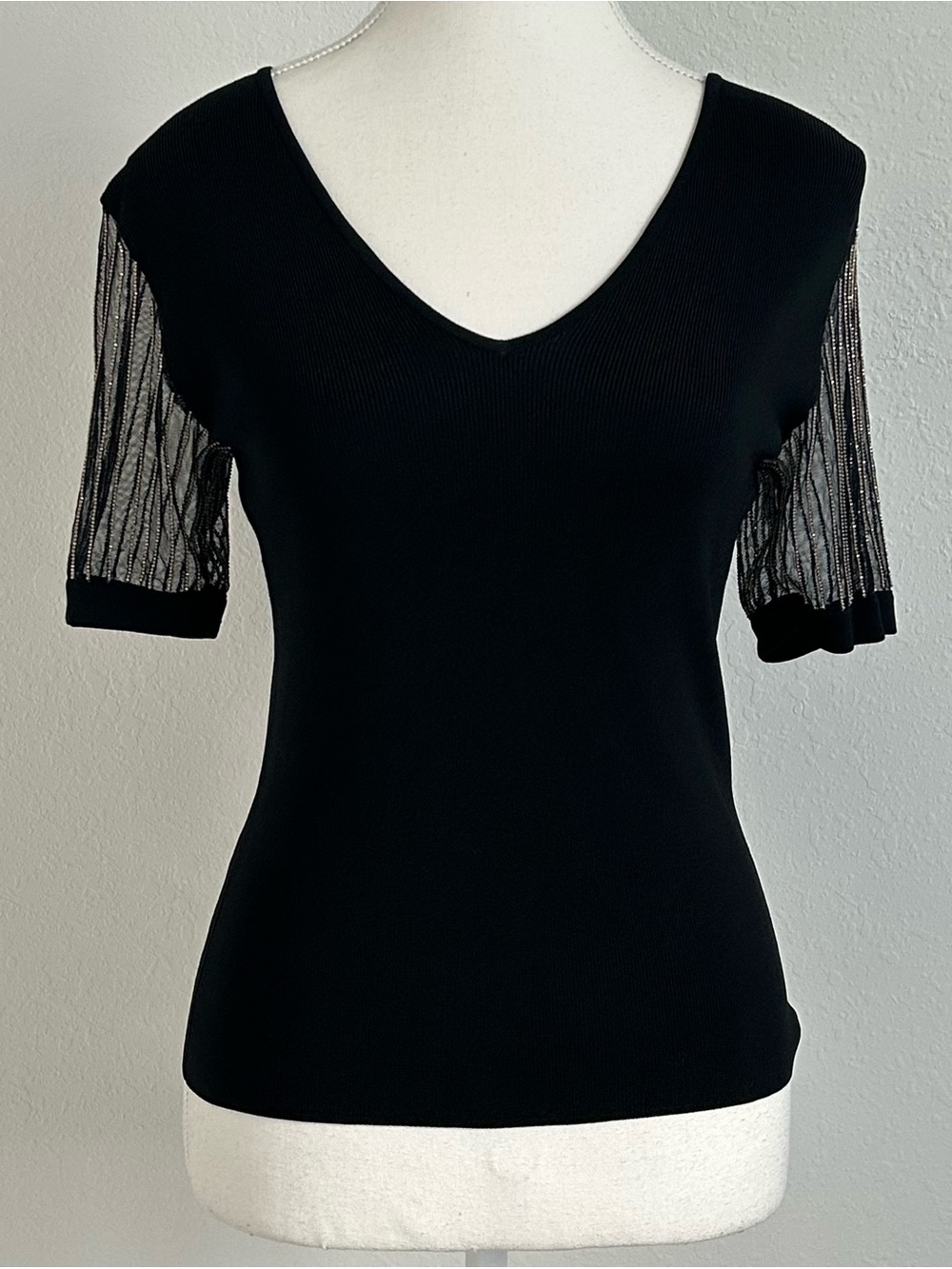 vintage mesh beaded sleeve y2k top